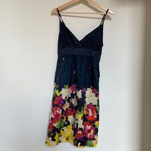 Theory Geometric Floral Silk Midi Dress Size 4